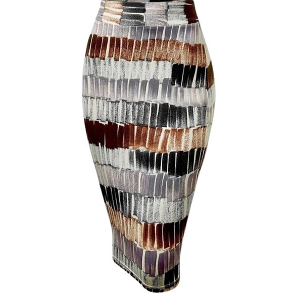 Dresses & Skirts - Women's Elastic Waist Stretch Midi Knee Length Skirt for Office Size Medium